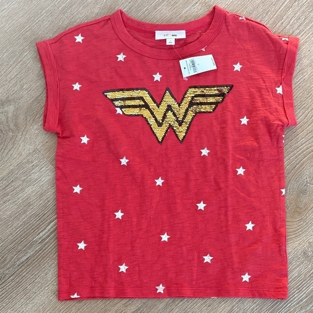 GapKids Wonder Woman Sequin Star Tee Girls L 10/12 NWT
